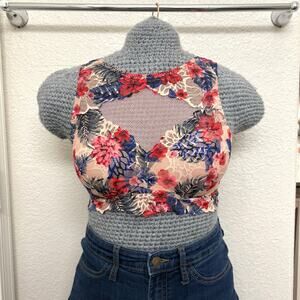 PINK Victoria's Secret Lace Bralette Floral Hibiscus Hawaiian Pushup High Neck M